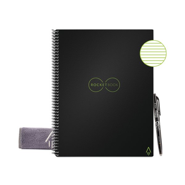 Rocketbook Core Smart Notebook, Medium/College Rule, Black Cover, 11 x 8.5, 16 Sheets EVR2-L-RC-A